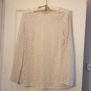 Ann Taylor Loft Sheer ivory lace blouse.